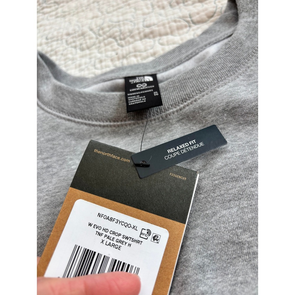 The North Face Cropped Crewneck Sweatshirt Heather Grey Women's Size XL #659 - Picture 5 of 5